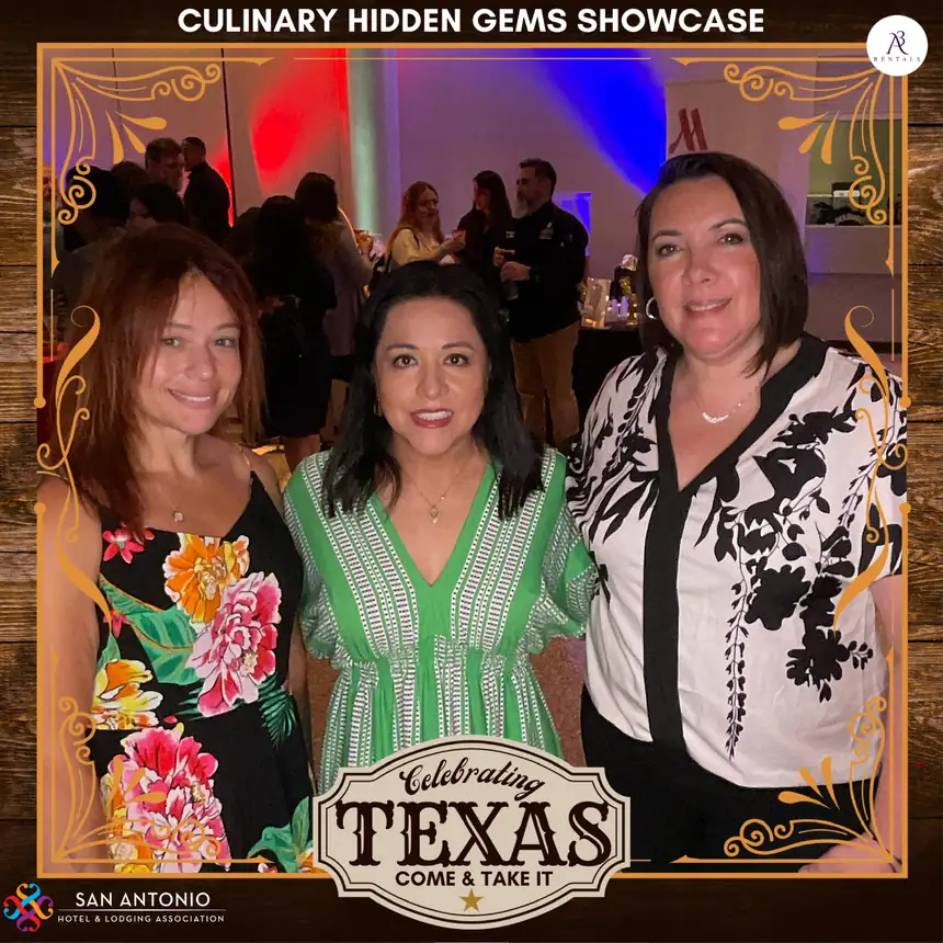 Photo booth image with a custom culinary showcase frame